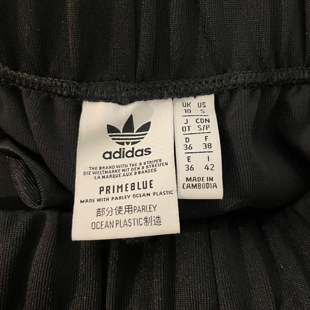Adidas Womens Black Pants Small 3 Stripe Elastic Waist Cuffed Primeblue Athletic - Picture 9 of 9